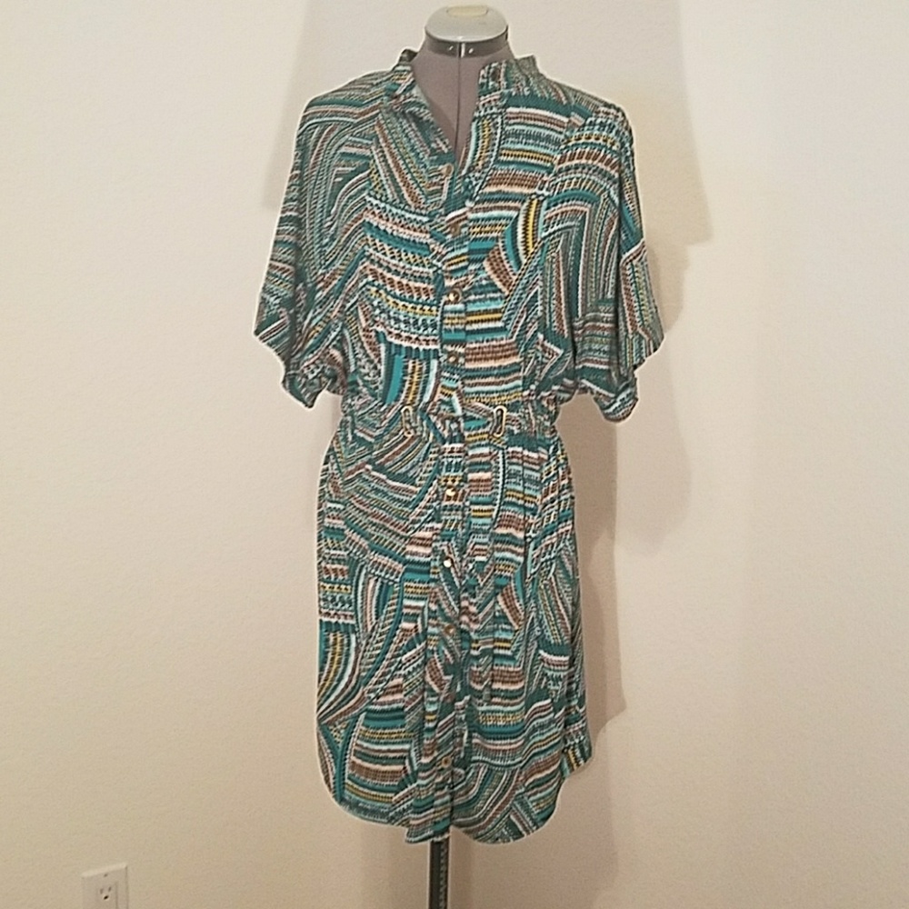Laundry Shelly Segal Short Sleeve Shirt Dress Smal
